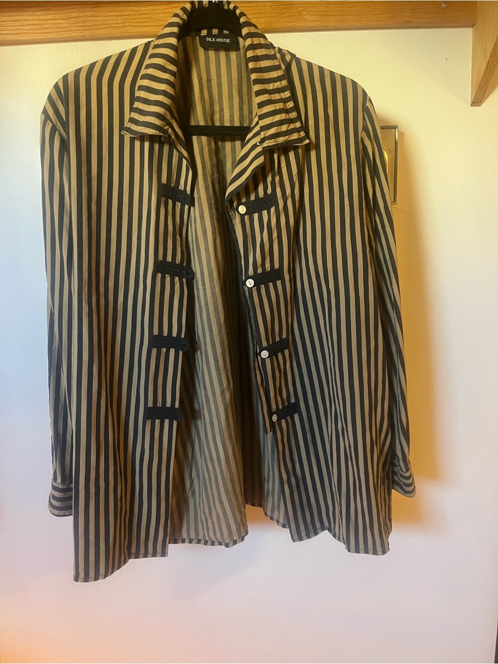 Black and Cream Striped Women's Blouse Jacket